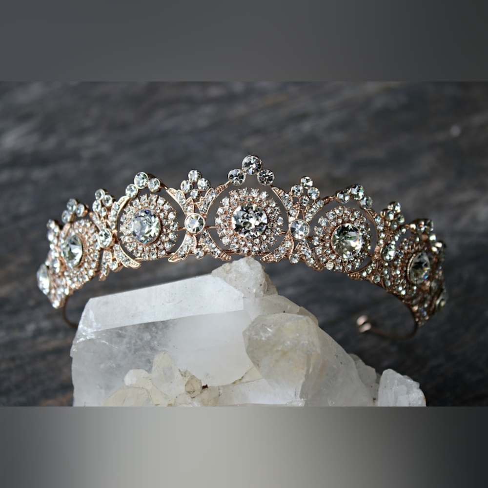 Rose Gold Bridal Tiara Swarovski Crystals